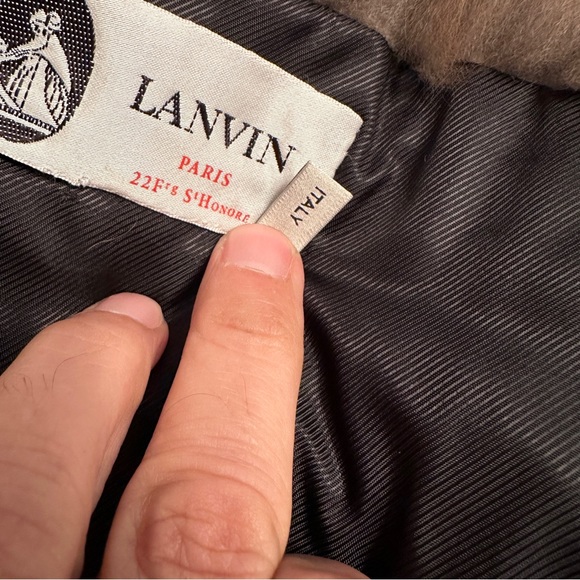 LANVIN Paris Made In Italy Black Brown Fur Wrap Collar Scarf Patent Buckle - Picture 8 of 15
